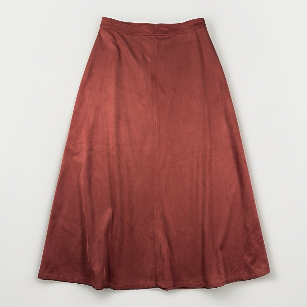 Vince Camuto Faux Suede A Line Maxi Skirt Womens M Rustic Stretch Back Zip